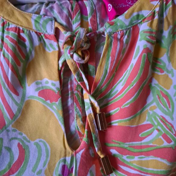 Lilly Pulitzer Challis Romper Sleeveless Floral Happy Place Yellow Women Size XS - Picture 10 of 16